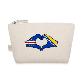 Cape Verde Bosnia Flag Hands Heart Shape - Organic Pouch - nature - Front