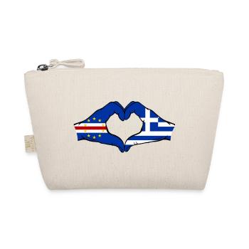 Cape Verde Greece Flag Hands Heart Shape - Organic Pouch - nature - Front