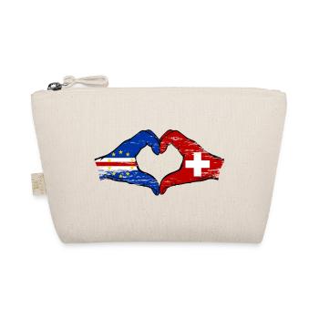 Kap Verde Schweiz Flagge Hände Herzform used - Bio-Täschchen - Natur - Vorne