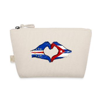 Cape Verde Cuba Flag Hands Heart Shape Used - Organic Pouch - nature - Front
