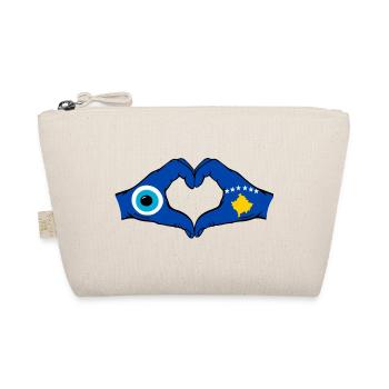 Kosovo Nazar flag hands heart shape used - Organic Pouch - nature - Front
