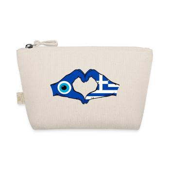 Greece Nazar Flag Hands Heart Shape - Organic Pouch - nature - Front