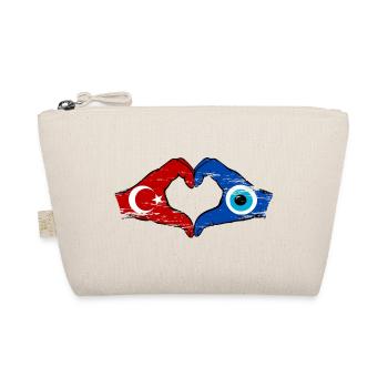 Turkey Nazar Flagge_Hände heart shape used - Organic Pouch - nature - Front