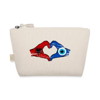 Albania Nazar Flag Hands Heart Shape Used - Organic Pouch - nature - Front