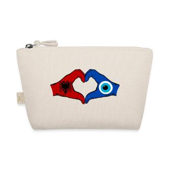 Albania Nazar Flag Hands Heart Shape - Organic Pouch - nature - Front