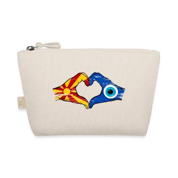 Macedonia Nazar Flag Hands Heart Shape Used - Organic Pouch - nature - Front