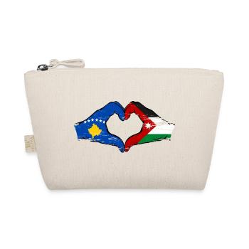 Kosovo Jordanien Flagge Hände Herzforn used - Bio-Täschchen - Natur - Vorne