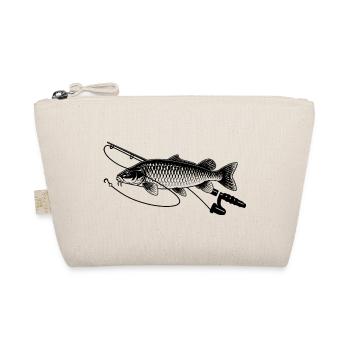 Karpfen Fisch angeln mit Rute Petri Heil - Bio-Täschchen - Natur - Vorne