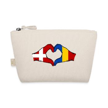 Rumänien Dänemark Flagge Hände Herzform - Bio-Täschchen - Natur - Vorne