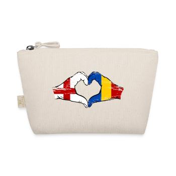 England Rumänien Flagge Hände Herzform used - Bio-Täschchen - Natur - Vorne