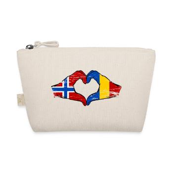 Norwegen Rumänien Flagge Hände Herzform used - Bio-Täschchen - Natur - Vorne