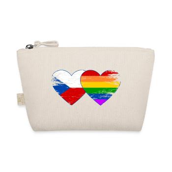 Tschechien Regenbogen Flagge Herz used - Bio-Täschchen - Natur - Vorne