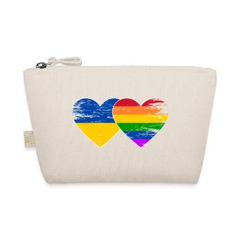 Ukraine Regenbogen Flagge Herz used - Bio-Täschchen - Natur - Vorne