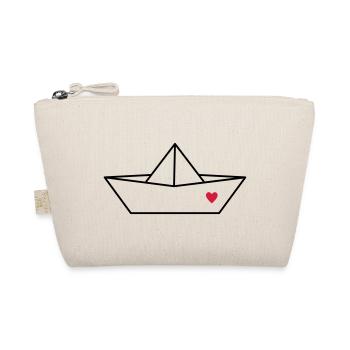 Boat paper ship heart I harbor love gift - Organic Pouch - nature - Front