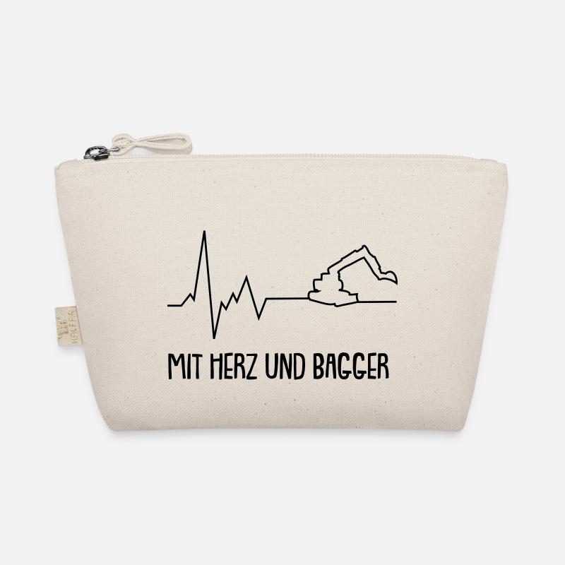 Mit Herz und Bagger - Bio-Täschchen - Natur