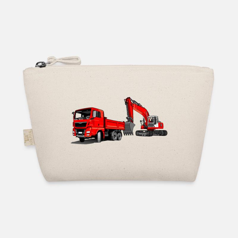 Baustelle mit Bagger und Kipplaster - Bio-Täschchen - Natur