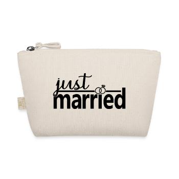 Just Married - Cute Honeymoon Gift For Couple - Organic Pouch - nature - Front