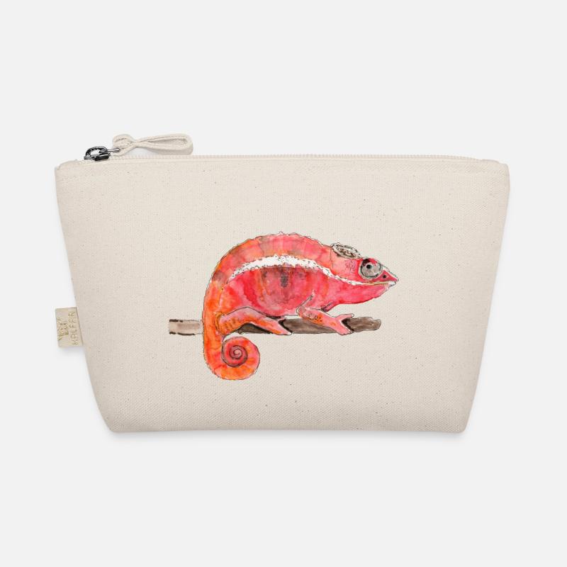 Rötliches Chamäleon auf Ast sitzend Aquarell - Bio-Täschchen - Natur