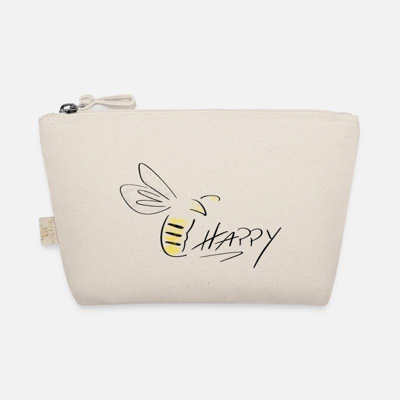 Bee Happy Line Art - Minimalistisch mit Farbklecks Bio-Täschchen