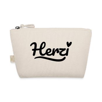 Herzi Schrift Herz - Bio-Täschchen - Natur - Vorne