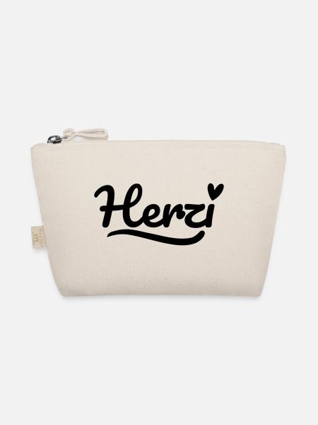 Herzi Schrift Herz - Bio-Täschchen - Natur