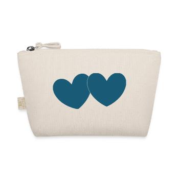 Coeur bleu 2 coeurs Saint-Valentin - Trousse biologique - nature - Devant