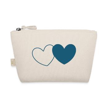 Coeur bleu 2 coeurs Saint-Valentin - Trousse biologique - nature - Devant