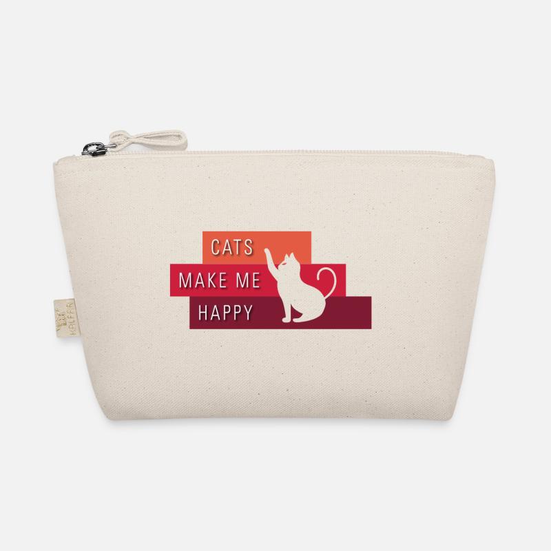 Cats make me happy - Typography Bio-Täschchen