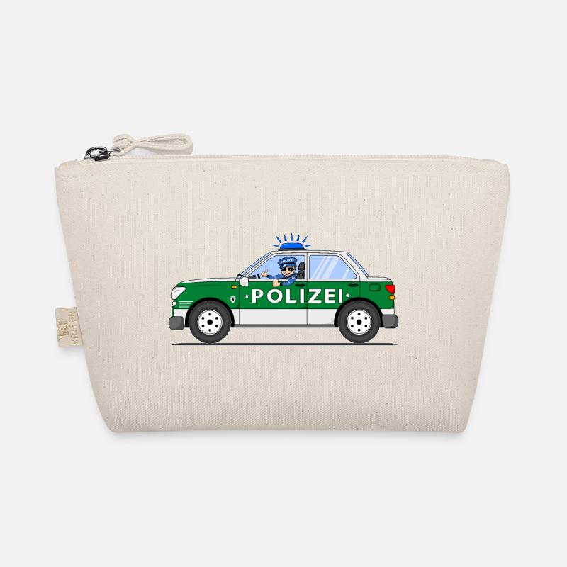 Polizeiauto mit Polizist Grün und Silber Bio-Täschchen