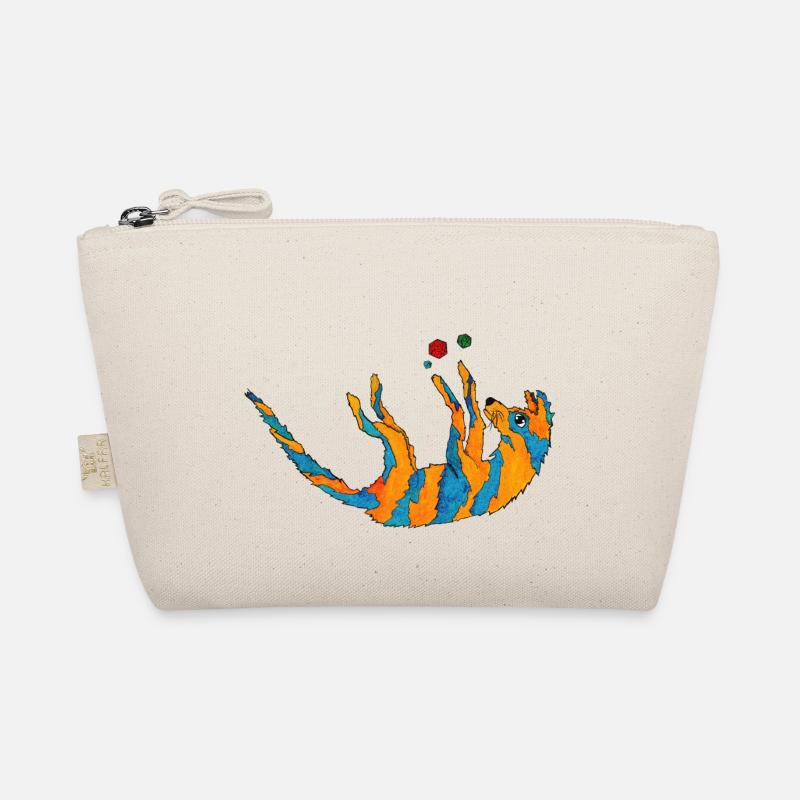 Pen and paper magic wolf playing with D20 dice Organic Pouch