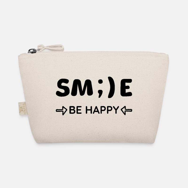 Smile - Be happy - Positives Denken - Bio-Täschchen - Natur