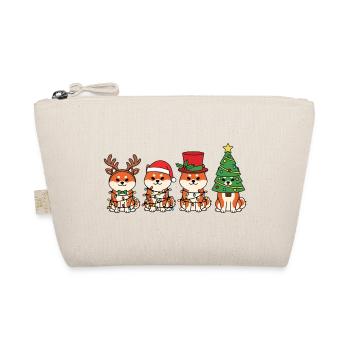 Shiba Inu Weihnachtsmann Weihnachtsbeleuchtung - Bio-Täschchen - Natur - Vorne