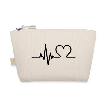 Herzschlag mit Herz – Liebe & Leben Symbol - Bio-Täschchen - Natur - Vorne