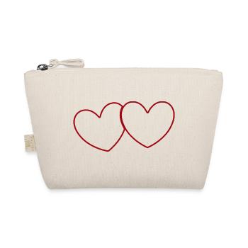 2 Red Hearts Heart Gift Valentine's Day - Organic Pouch - nature - Front