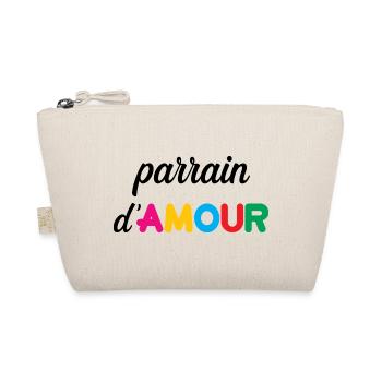 Parrain d’amour – coeur famille humour cadeau  - Trousse biologique - nature - Devant