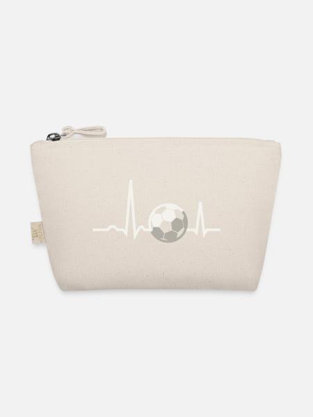 Soccer Heartbeat ECG Line Soccer Fan Gift - Organic Pouch - nature