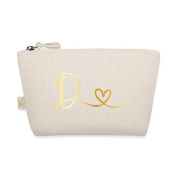 Buchstabe D goldenes Monogramm mit Herz - Bio-Täschchen - Natur - Vorne