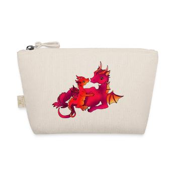 Mama dragon with baby pink - Organic Pouch - nature - Front