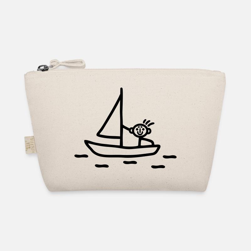 Sail stick figure - Organic Pouch - nature