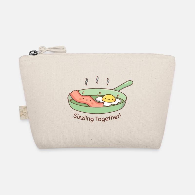 Cute Egg and Bacon Doodle Sizzling Together Organic Pouch