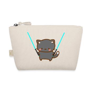 Cute cat with blue lightsabers - Organic Pouch - nature - Front