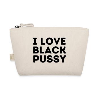 I love black Pussy Lustiger Spruch Katze Humor Cat - Bio-Täschchen - Natur - Vorne
