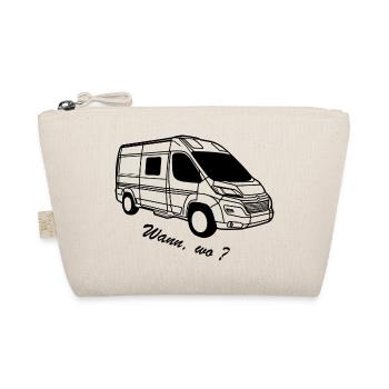 Kastenwagen Van mit Text "Wann, wo?" - Bio-Täschchen - Natur - Vorne