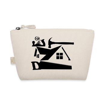 Maison logo charpentier avec marteau et scie - Trousse biologique - nature - Devant