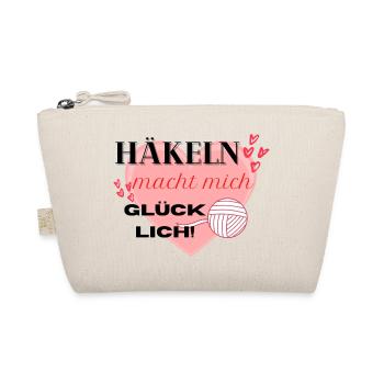 Häkeln macht mich glücklich rosa Herz Wollknäul - Bio-Täschchen - Natur - Vorne