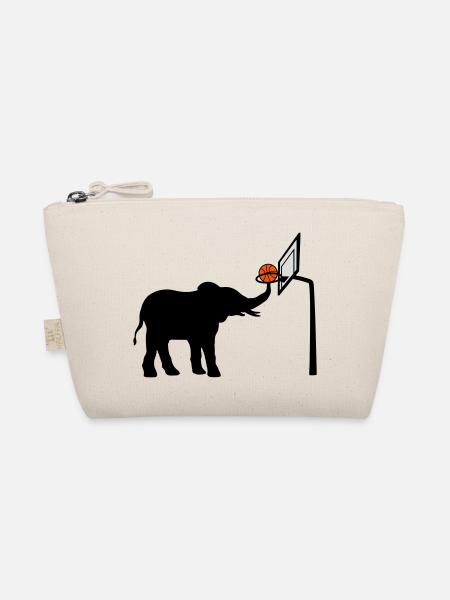 Basketball spielender Elefant Silhouette - Bio-Täschchen - Natur - Vorne