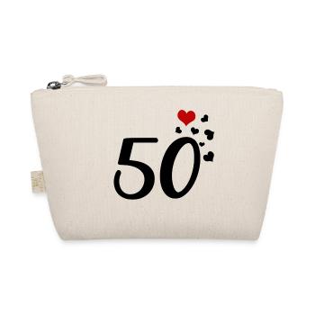 50th birthday anniversary hearts 50 - Organic Pouch - nature - Front