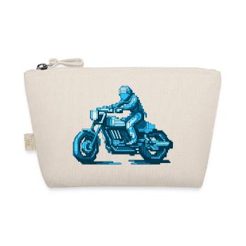 Motorcyclist sits on his machine in 8 bit - Organic Pouch - nature - Front