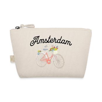 Amsterdam Flower Bicycle Dutch Souvenir - Organic Pouch - nature - Front