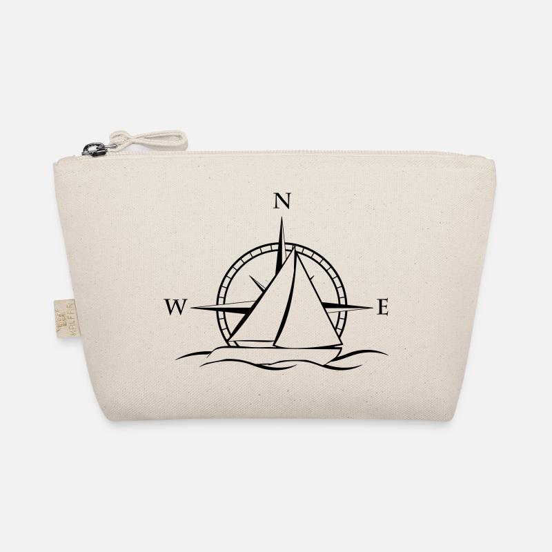 Sailboat with wind rose neutral black Organic Pouch